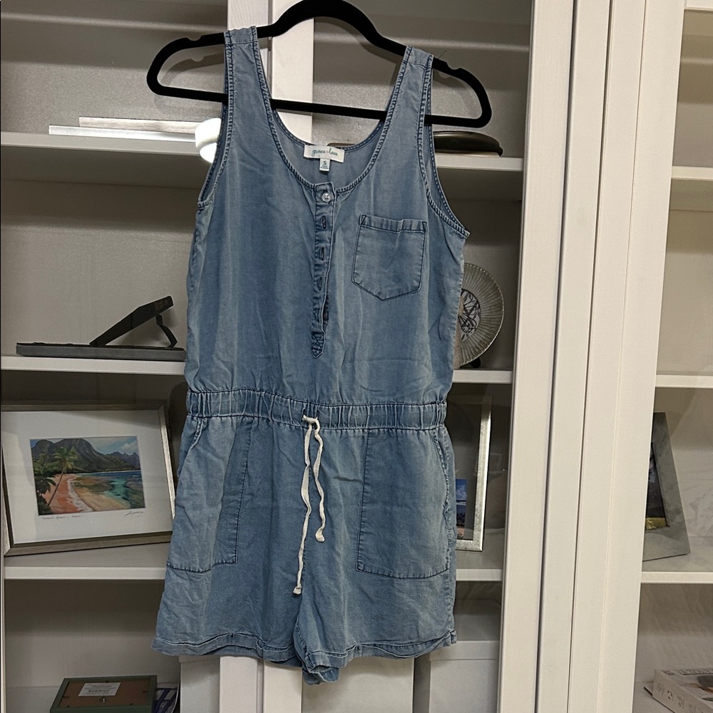 Chambray Blue One-Piece Romper